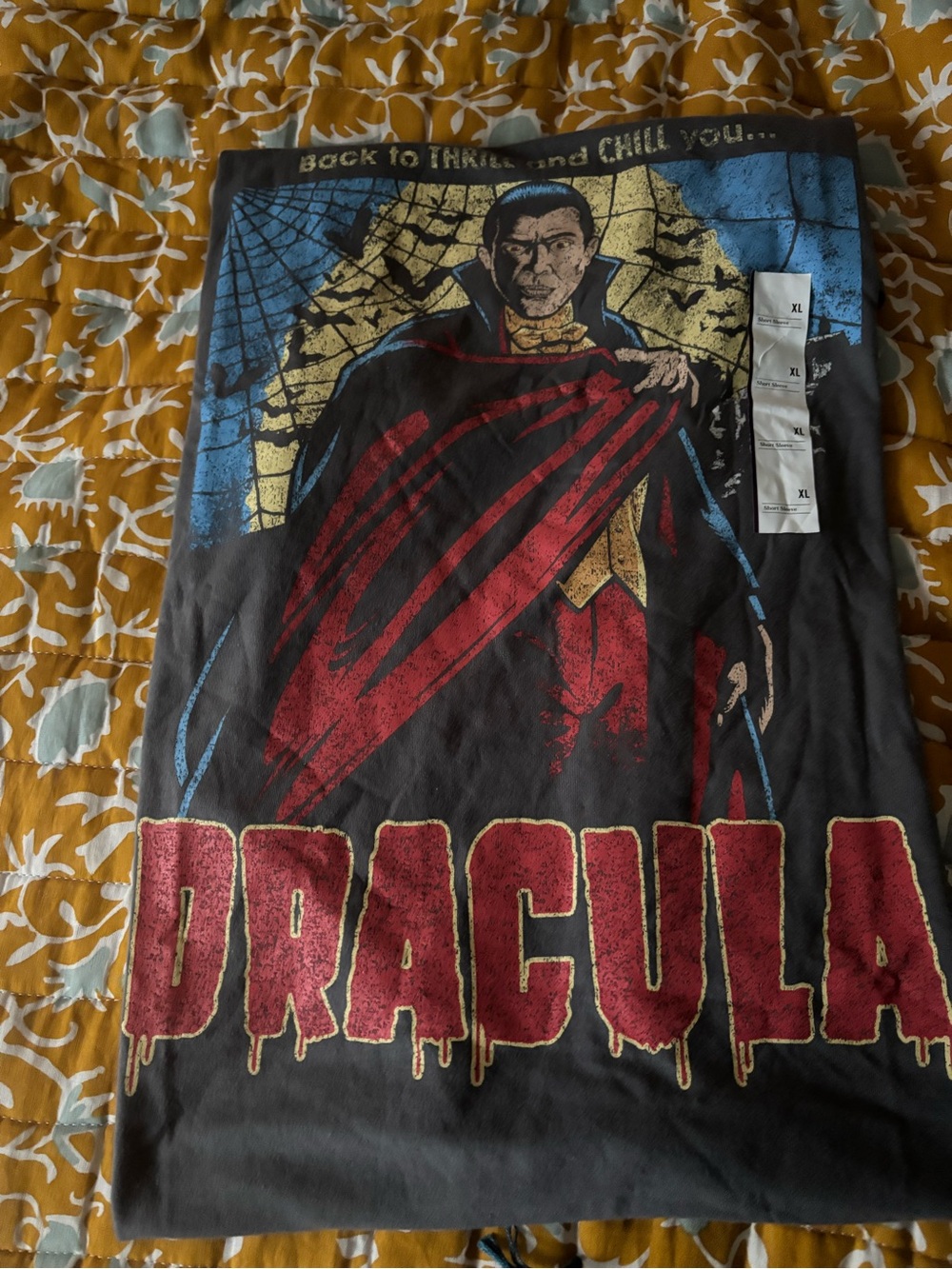 Goodfellow & Co Dracula Graphic Kids Pajama Top - Black, Red, Blue, Gold
